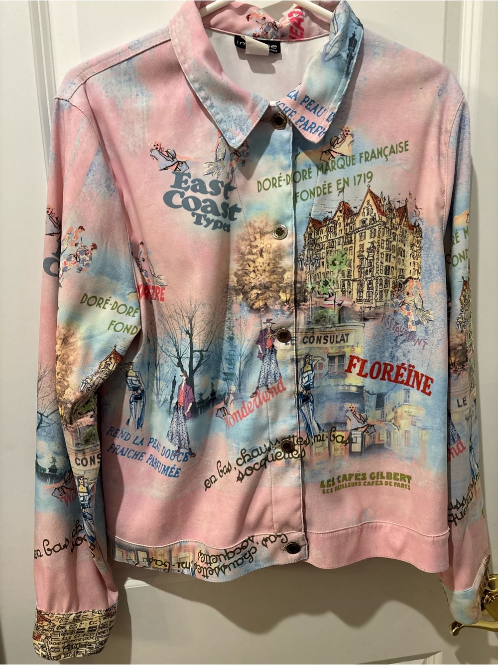 Vintage Impulse California French buildings elegant ladies Pink jacket